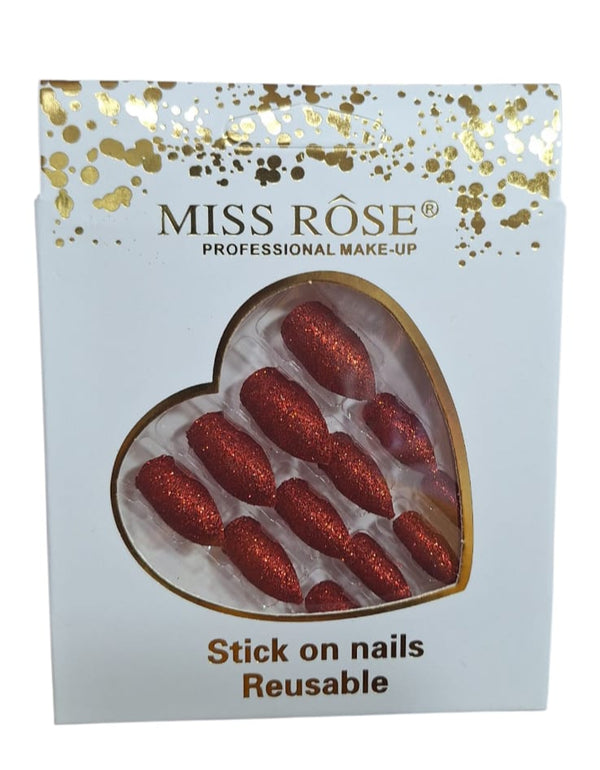 Miss Rose Glitter Chunk Stick-On Nails.